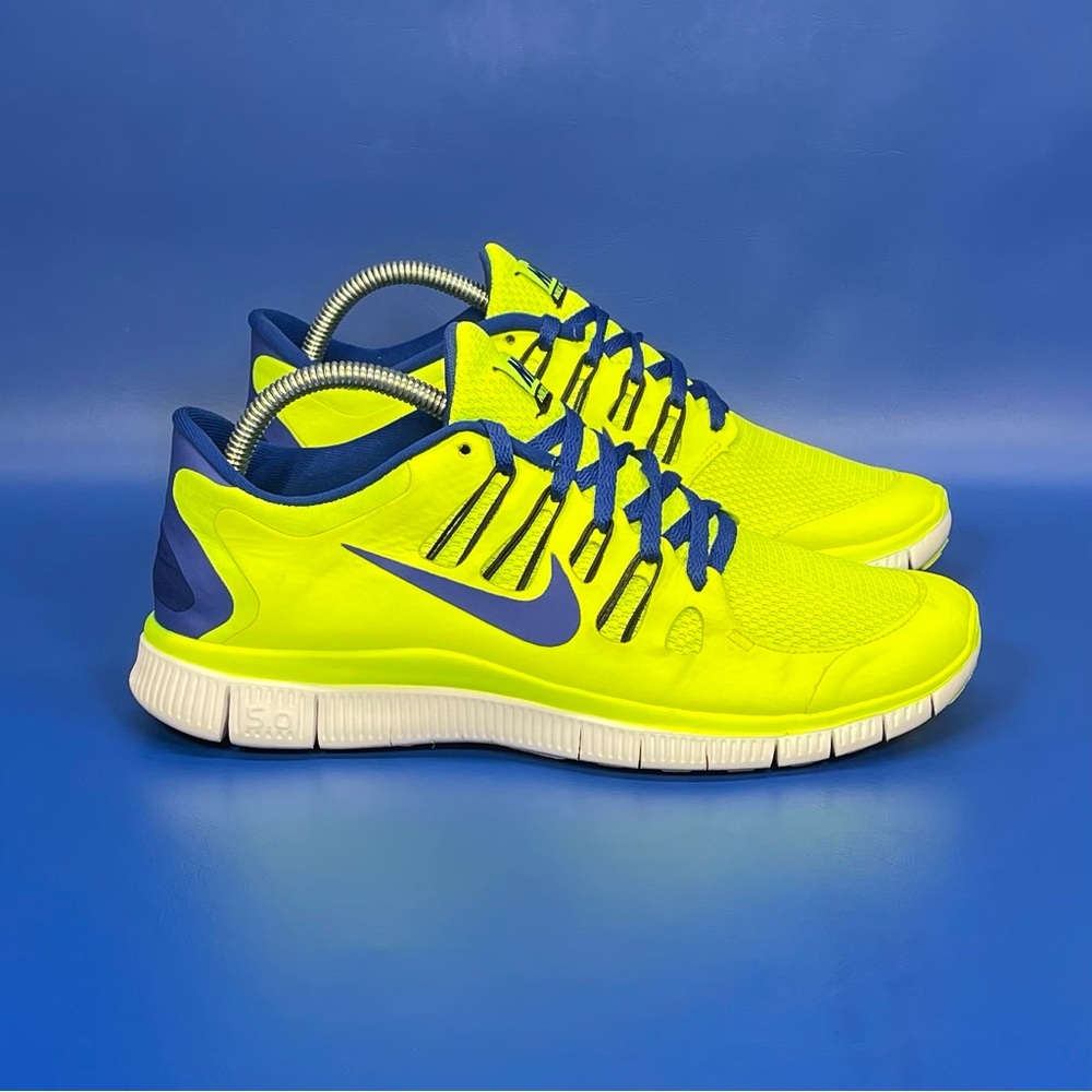 Nike Free 5.0 Athletic Running Shoes Mens 8.5 Blue Volt White